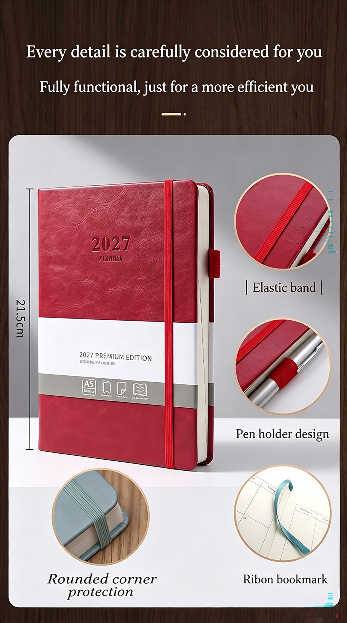 custom a5 pu notebook 2027 agenda planner for corporate gifts