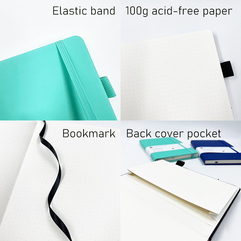 factory custom a5 green pu leather notebook journal with pen holder