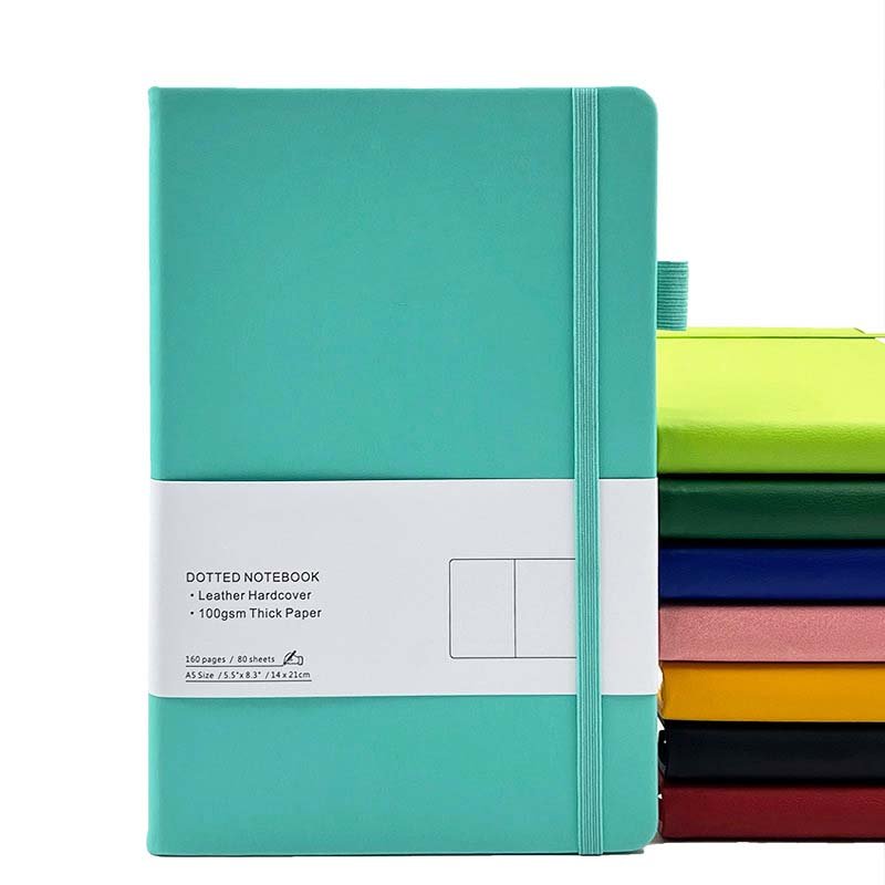 factory custom a5 green pu leather notebook journal with pen holder