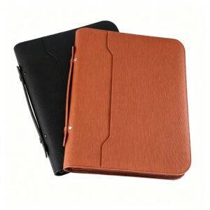 custom a4 zipper padfolio pu leather business portfolio