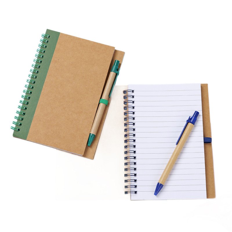 eco kraft paper spiral notebook with matching pen a5 eco kraft paper spiral notebook with matching pen a5