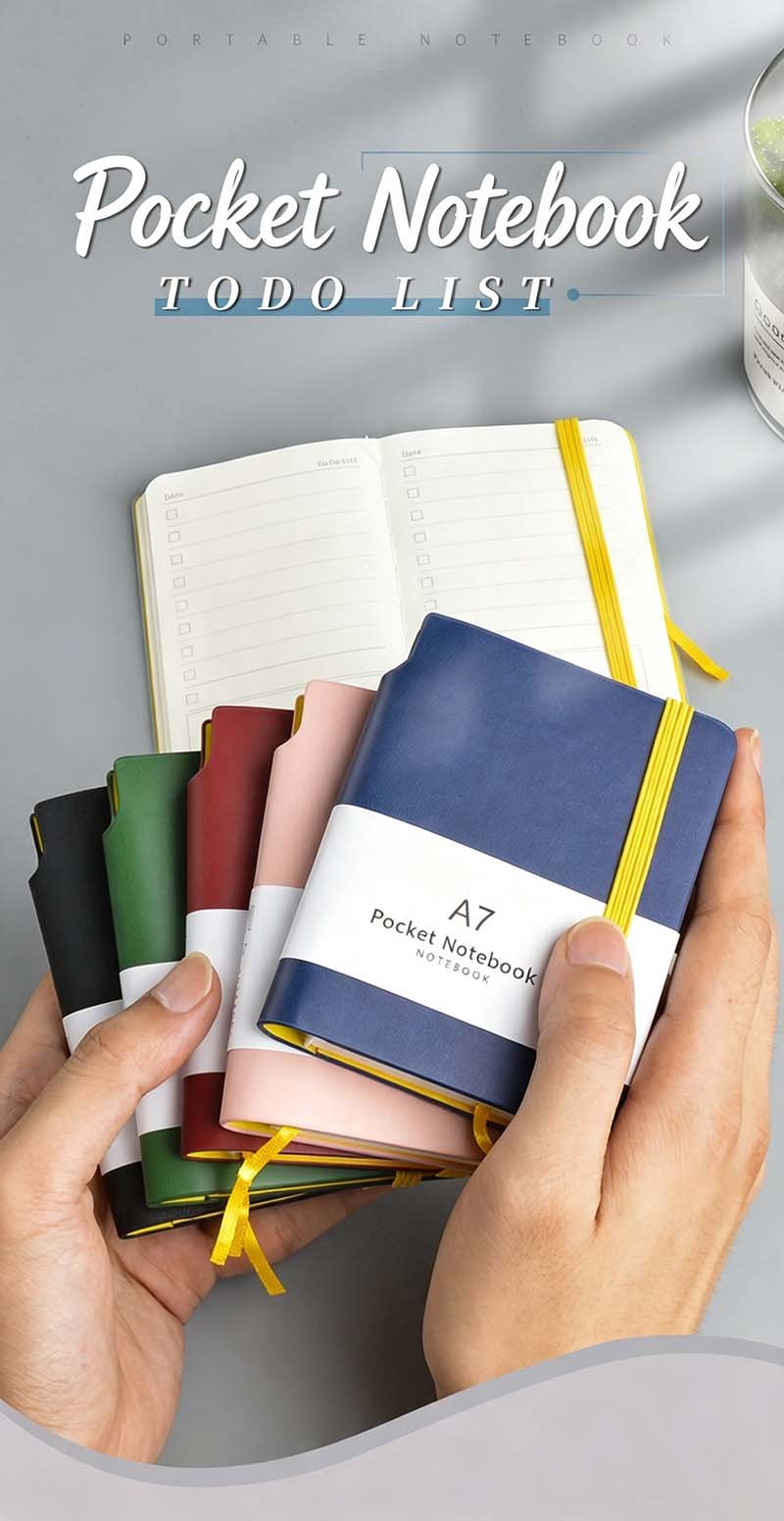 a6 pu lined notebook with elastic band & backcover pocket (复制)