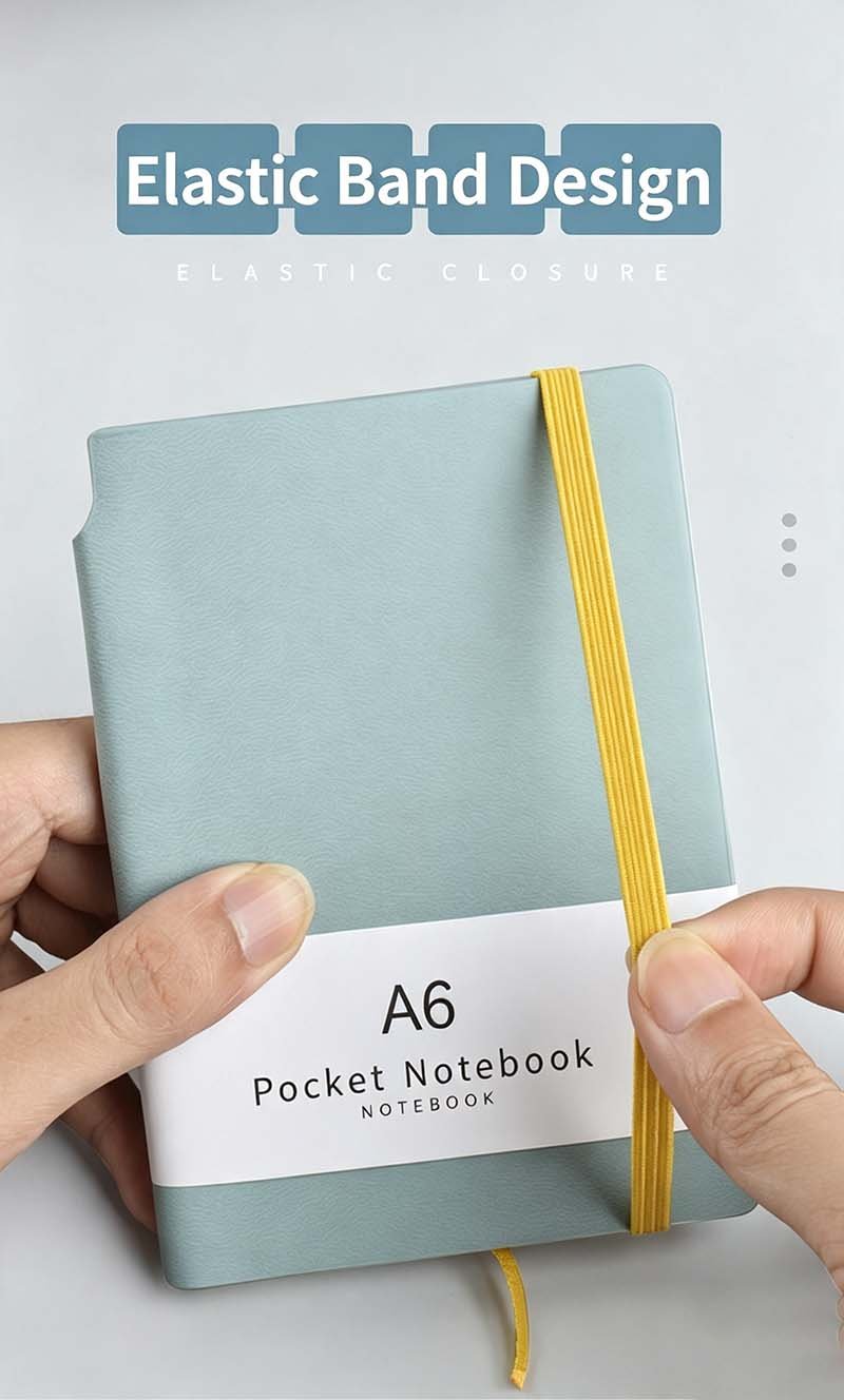 a6 pu lined notebook with elastic band & backcover pocket (复制)