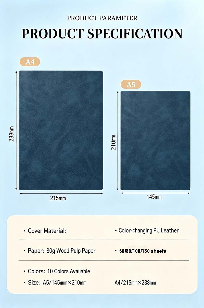 a5 pu leather soft cover business notebook custom logo