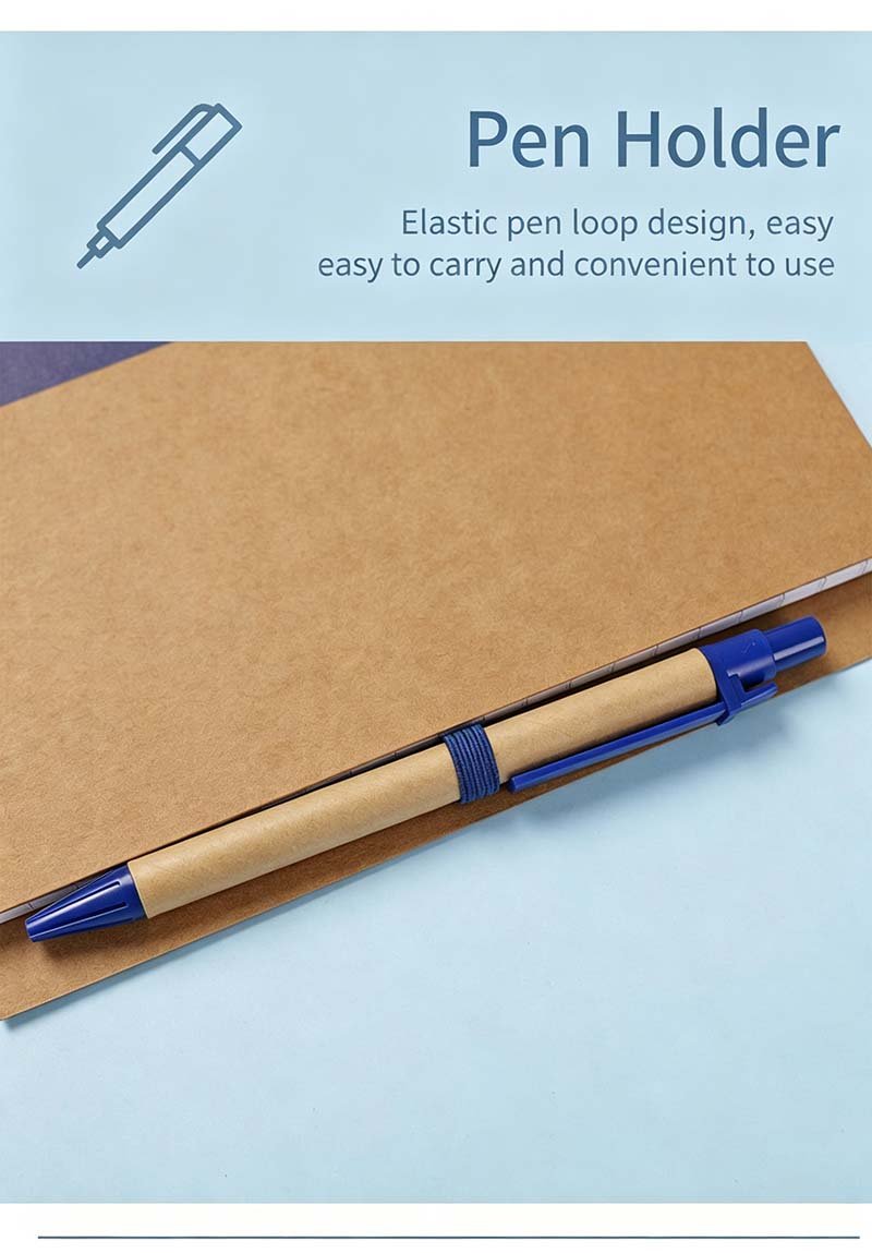 eco kraft paper spiral notebook with matching pen a5