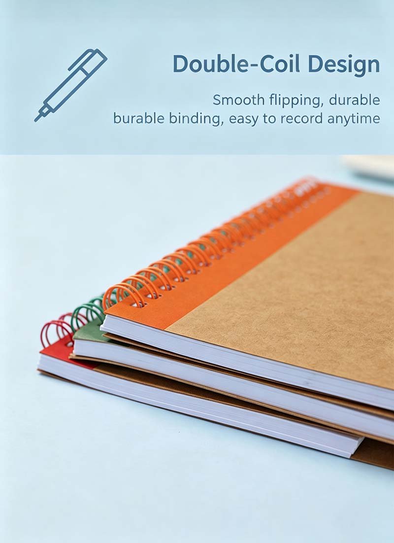 Custom Cheap A5 Kraft Spiral Notebook With Pen eco kraft paper spiral notebook with matching pen a5