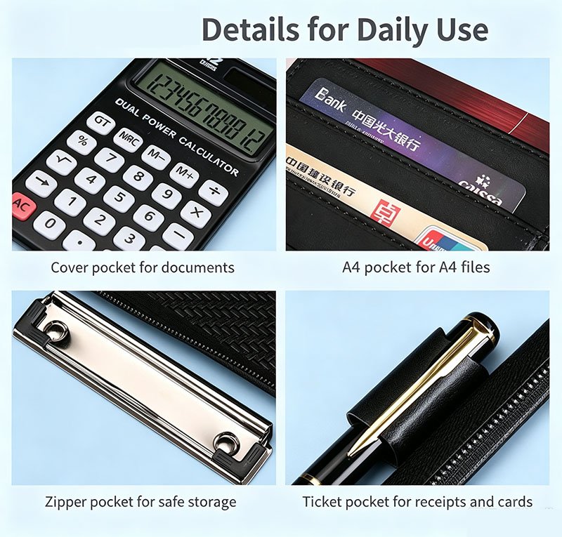 Custom A4 Zipper Padfolio PU Leather Business Portfolio custom a4 zipper padfolio pu leather business portfolio