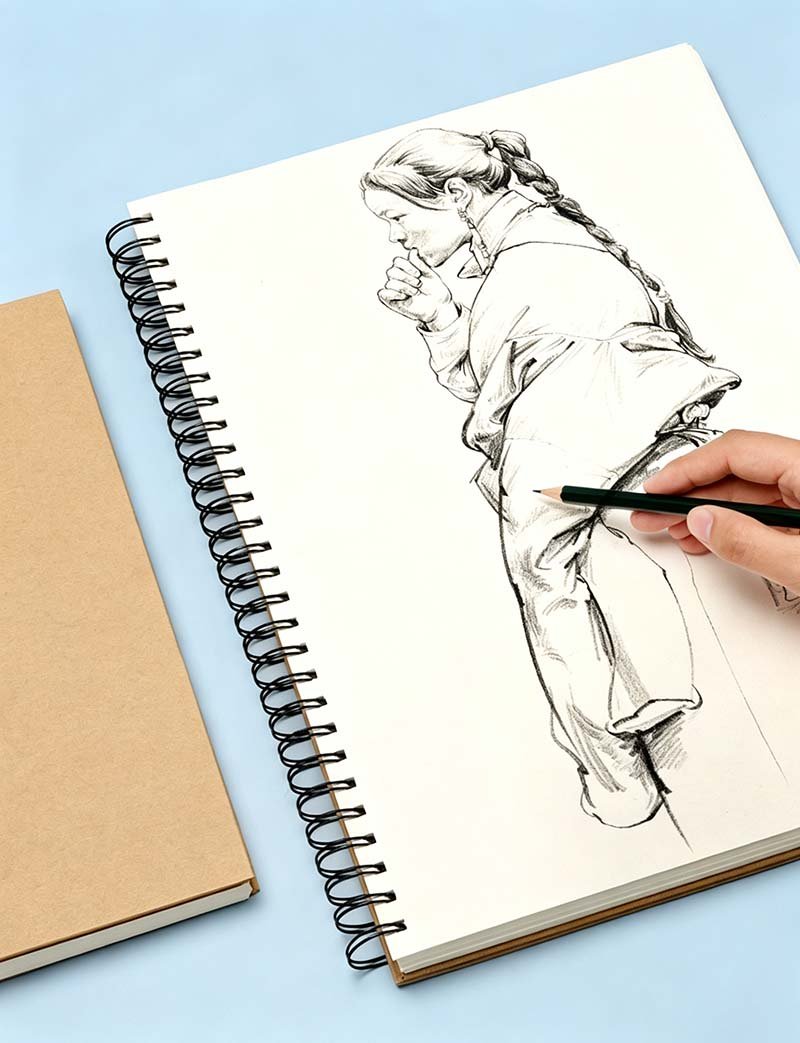 A3 Kraft Spiral Sketch Book 160gsm 30 Sheets for Artist Drawing wholesale a5 green paper cover notebook spiral bound notepad (复制) (复制)