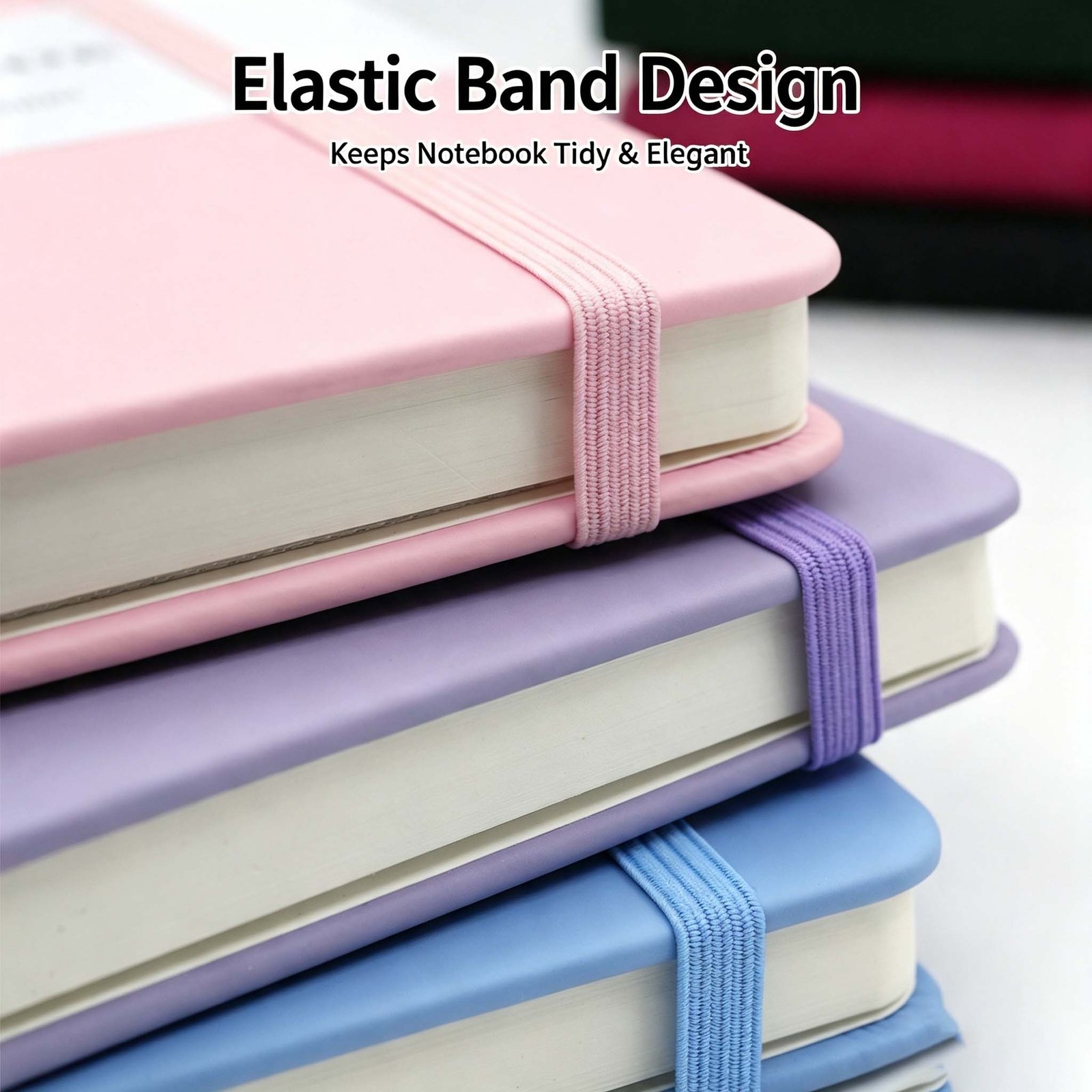 A6 PU Lined Notebook with Elastic Band & Backcover Pocket a6 pu lined notebook with elastic band & backcover pocket