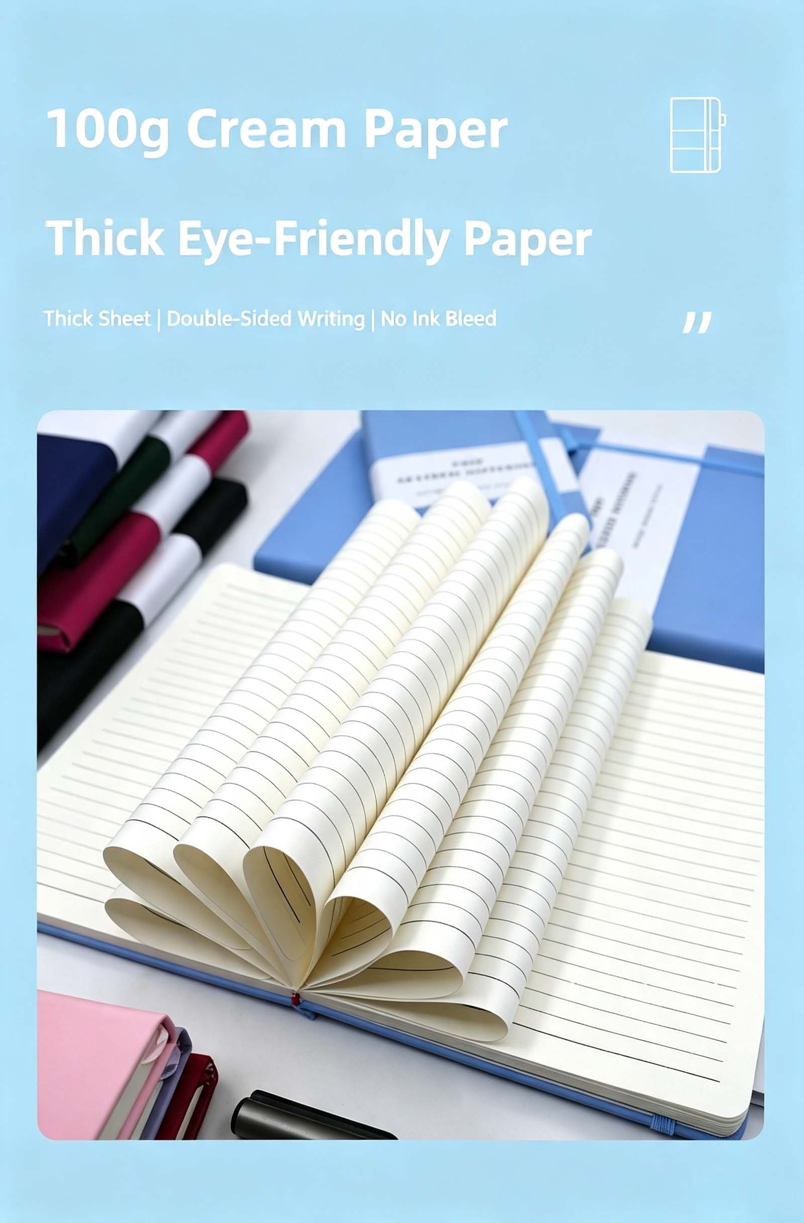 A6 PU Lined Notebook with Elastic Band & Backcover Pocket a6 pu lined notebook with elastic band & backcover pocket