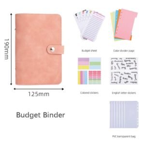a6 pu leather budget binder kit with sheets, dividers, stickers & pvc bags
