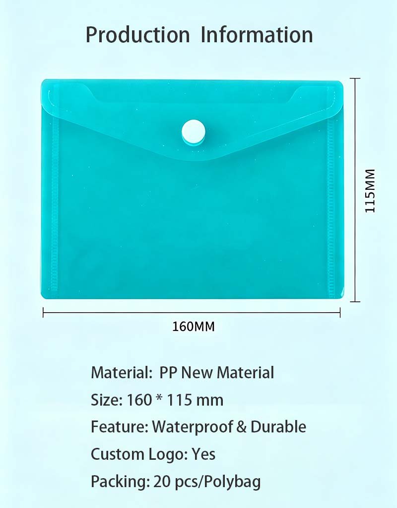 Colorful A6 PP Snap File Envelope Small Plastic Document Pouch x1 (4)