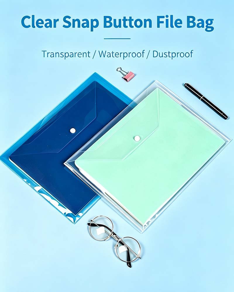 A4 PP File Bag Plastic Snap Closure Document Folder x1