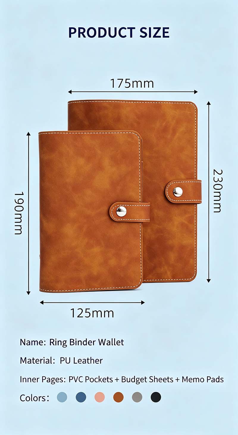 Custom Small A6 PU Leather Snap Button Pocket Notebook custom small a6 pu leather snap button pocket notebook