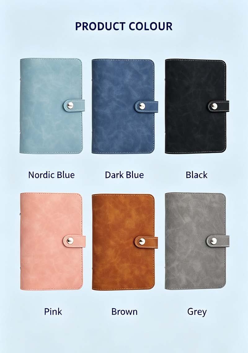 A5 Refillable PU Leather Budget Binder Planner Notebook custom small a6 pu leather snap button pocket notebook