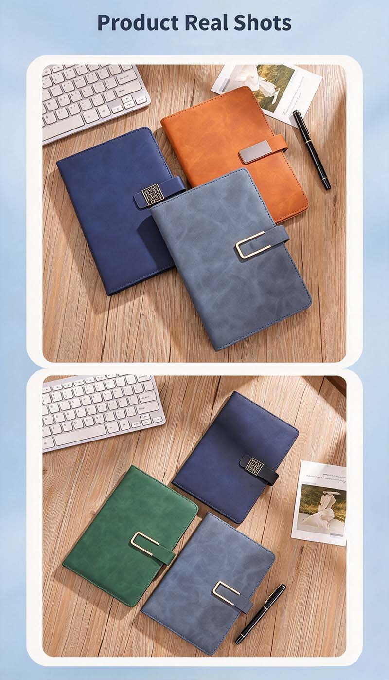 Custom A5 PU Leather Notebook Magnetic Closure Business Journal x4
