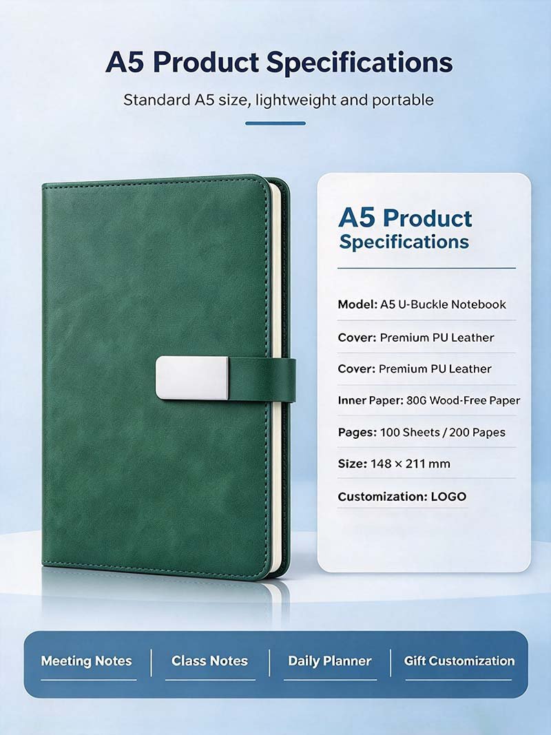 Custom A5 PU Leather Notebook Magnetic Closure Business Journal x1 1