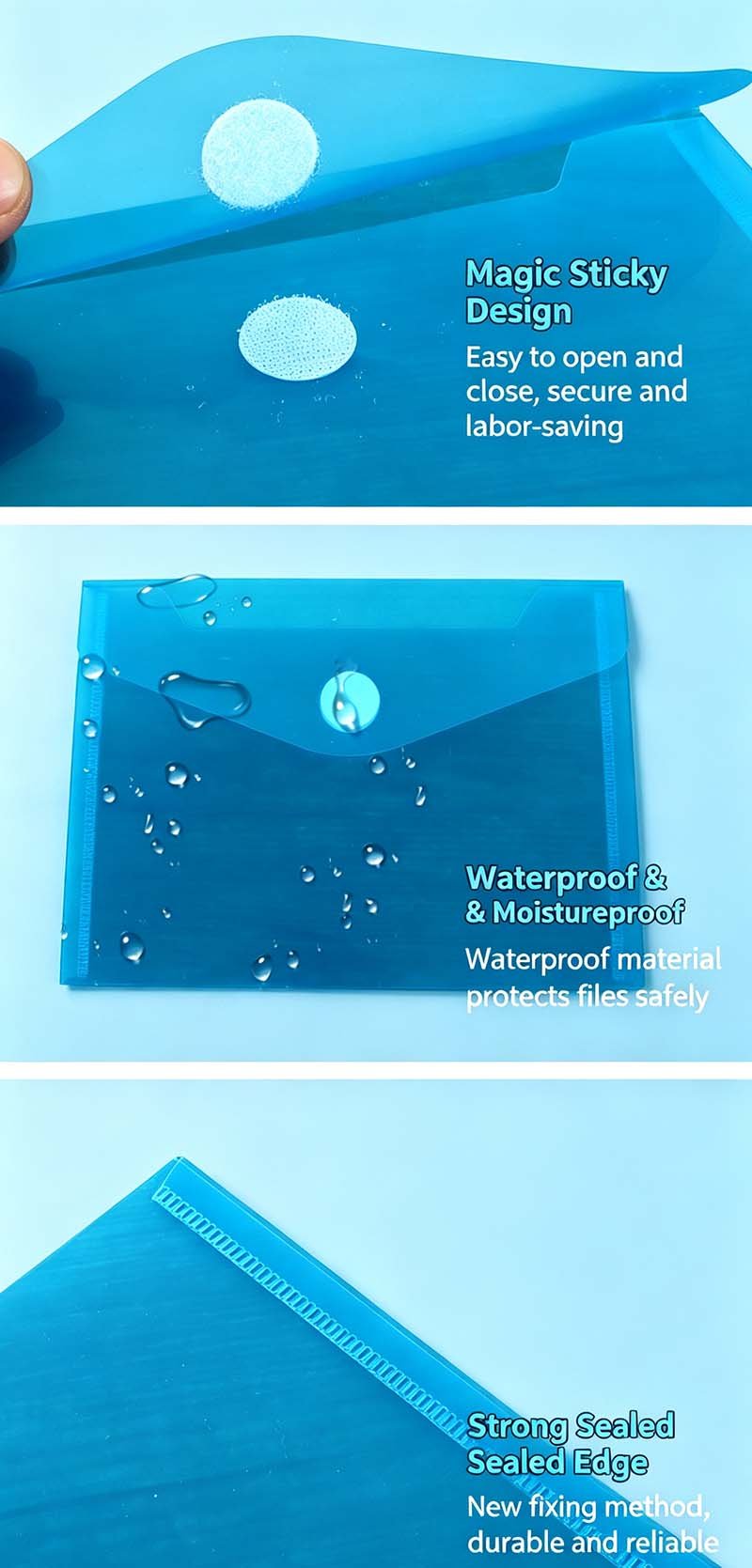 Custom A6 PP File Bag Transparent Plastic Document Folders x4