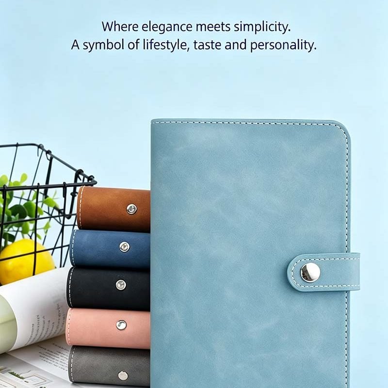 customsmall a6 pu leather snap button pocket notebook